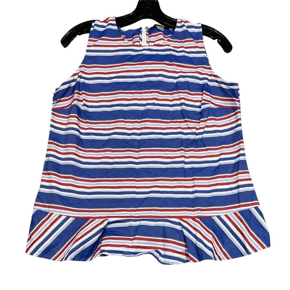 TOMMY HILFIGER Striped Sleeveless Cotton Top Red White Blue Size Small